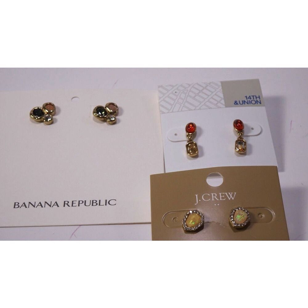 NWT Banana Republic J.Crew Nordstrom Gemstone Earrings Set of 3 Pair NWT 89